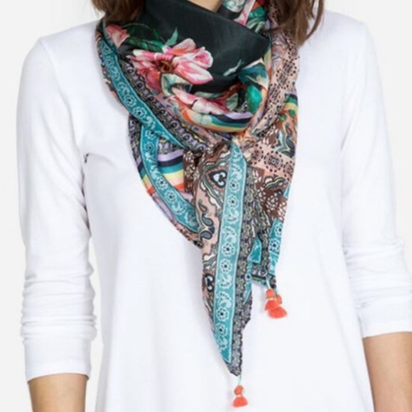 Johnny Was silk scarf - Picture 2 of 14